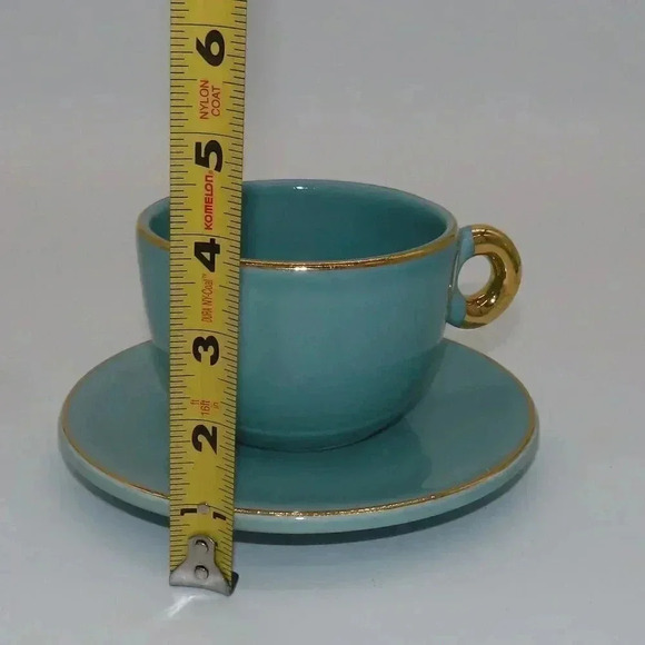 Tea cup and saucer Set of two Turquoise Gold - Picture 5 of 5